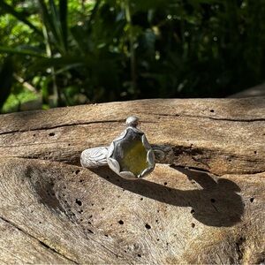 green sea glass natural floral sterling & fine silver